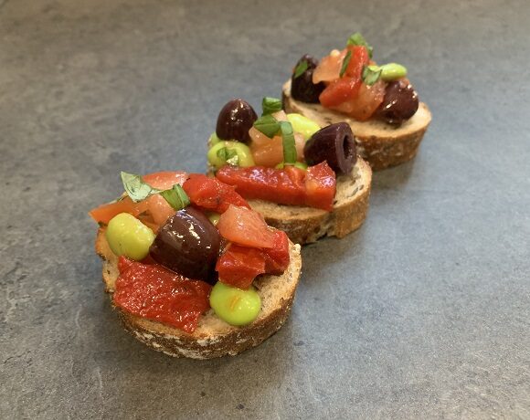 edamame crostini