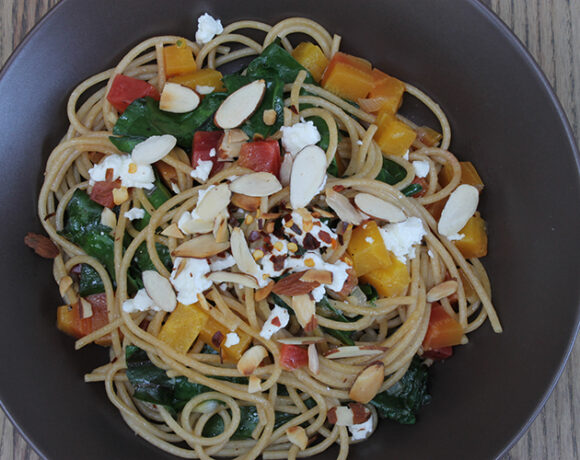 Beets and Pasta with Feta and Almonds